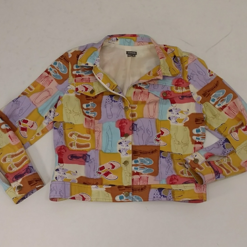 Shoe Print Colorful Spring Jacket Fun Lightweight - Picture 6 of 8
